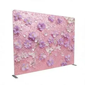 Custom Design All Photo Size Aluminum Arch Flower Shimmer Wall Portable Backdrop Stand 3-Piece Dye Sublimation Printing ZJ Brand