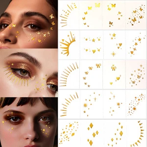 Glitter Gold Face Makeup Instant Freckles Paper Stickers Party Makeup Eye Corner Temporary Tattoo Sticker