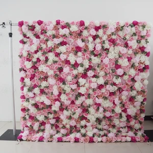 Rose Flower Wall Silk Artificial Flowers Wall Panel Backdrop 8ft X 8ft Elegant Vintage Wedding Party Home Decoration