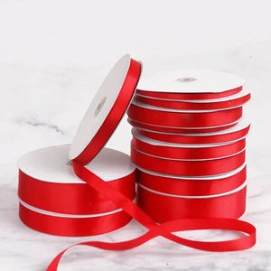 Red Ribbon Single Sided Polyester Christmas Tree Ribbon for Diy Bows Gift Wrapping Wedding Decoration
