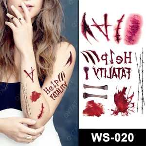 Wholesale Skin Safe Party Costumes Scary Wound Blood Body Makeup Temporary Sticker Tatoo Halloween