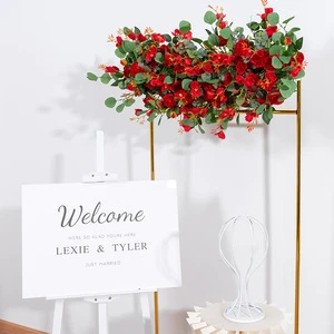 Artificial Flower Row Wedding Table Centerpiece Flowers Backdrop White Rose Decor Party Stage Floral Arrangement 100cm Luxury