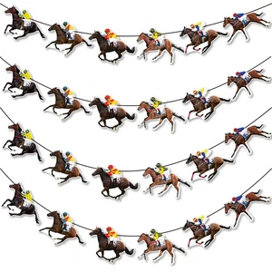 International Horse Racing Festival Party Flag and Flower Banner Horse Racing Theme Party Decoration Horse Cowboy Party