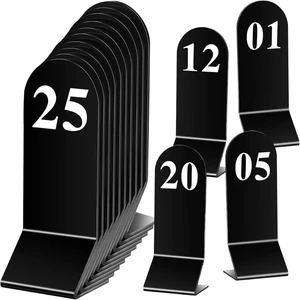 25-Piece Acrylic Double Sided UV Printed Handmade Modern Diamond Shape Table Number Cards 1-25 2.36x6.3 Inches Black Numbers