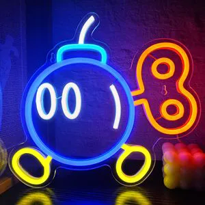 Colorful Mario Bob-omb Acrylic Neon Sign USB Powered LED Light For Game Room & Teen Bedroom