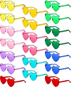 2024 Hot Sell Style Heart Shaped Plastic Colored Party Glasses Sunglasses Rimless Candy Color Glasses for Women Men Party Favor
