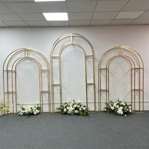J75 New Wedding Props Iron Screen Wedding Stage Decoration Layout Golden Arc Arch Reception Area Ornaments Background Frame