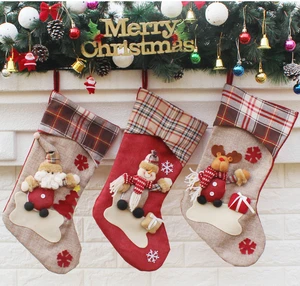 Large Plush Knit Christmas Stockings With Decorations