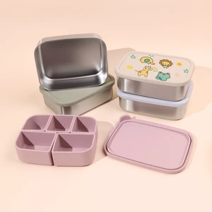 Dishwasher Safe Leakproof 5 Compartment 1200ml Large Size 304 Stainless Steel Bento Lunch Box Kids With 5 Silicone Dividers