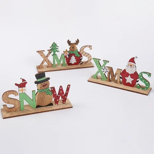 Creative Eco-friendly Quality Wooden Santa Claus and Snowman Christmas Ornaments for Home Desktop Table Display