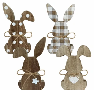 Factory Customizable Durable Reusable Wooden Easter Rabbit Blocks Signs Festival Decoration for Child Living Rooms