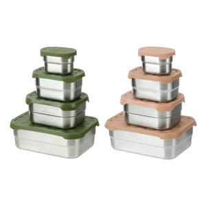 Microwave Safe Portable Lunch Box Set Stackable Stainless Steel Food Container Silicone Seal Fresh Keeping Design