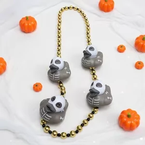 Wholesale Cheap ABS Gothic Black Gold Bead Gray Duck Bead Necklace Halloween Carnival Decoration Party Supplies