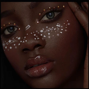 Waterproof Eco-Friendly Paper Temporary Tattoo Sticker Metallic Gold Silver Freckles Face Makeup Patches Glitter Faux Speckles
