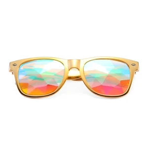 Retro Steampunk Sunglasses Crystal Kaleidoscope Glasses Rave Dance Diffracted Rainbow Festival Glasses