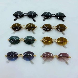 Wholesale High Quality Original Eyewear UV400 Fashion Designer Frameless Men Women Luxury Colored Rimless Sunglasses With Logo