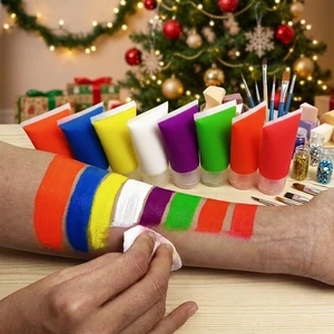 30ML Neon Fluorescent Face Paint Kit For Kids Halloween Party Safe Glow In Dark Face & Body Paint