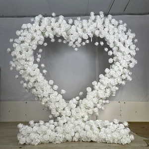 White 2.4m Artificial Heart-shaped Arch Flower Arrangement Wall For Proposal Wedding Backdrop Decoration