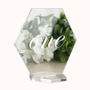 Acrylic Clear Modern Place Cards Hexagon Wedding Table Numbers Signs for Christmas Party and Event