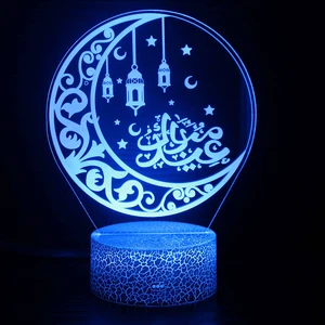 Colorful Hot Selling Ramadan Home Table Decoration LED 3D Touch Lamp EID Mubarak Ramadan Decorations Light Muslim Party Supplies