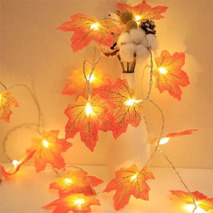 1.5M LED Christmas Lights Thanksgiving Celebration Halloween Decoration Autumn Maple Leaf Shaped Fairy String Lights