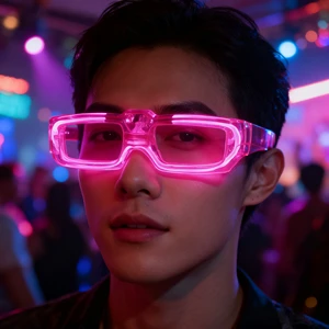 Jinghong JHYJ003 LED Square Cold Light Glasses PS Material Neon Glow Multi-colored Adjustable Durable Novelty BESTSELLER Party