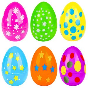 PARTYMENT Colorful 6 Inch Plastic Easter Eggs Bulk for Holiday Party Decorations and Festive Gift Filling Supplies
