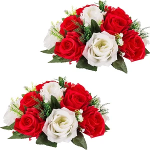 Factory Wholesale Wedding Series Artificial Table Bouquets, Decorative Flowers for Living Rooms & Hotel Rotating Turntables