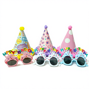 Colorful Handmade Paper & Plastic Hat Funny Glasses New Party Decorations Child Birthday Photography Props 'Happy Birthday'