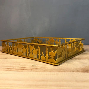 Metal Dessert Snack Tray Muslim Festival Party Islamic Eid Mubarak Ramadan Decor Religious Craft Gift Box Ramadan Tray
