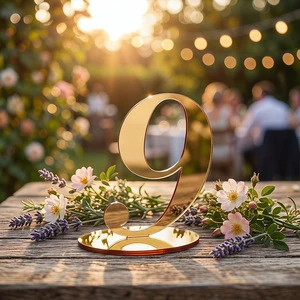 High-end Golden Acrylic Eco-Friendly Modern Minimalist Table Number Plate for Wedding Party Desktop Digital Swing Card