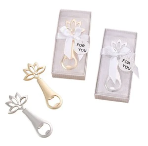Wedding Party Favors Souvenirs Gift of Lotus Flower Gold & Silver Metal Beer Bottle Opener Wedding Gifts for Guest