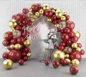 Bestseller Wine Red Cherry Color Latex Balloon Kit and Birthday Wedding Party Balloon Arch Background Wall Decoration