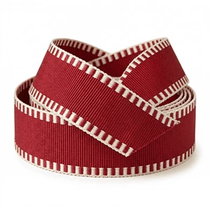 Neelkamal Industries 25mm Red White Grosgrain Ribbon Christmas Decorative Woven for Gift Wrap Packaging Bows 50 Yard Roll Bulk