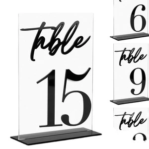 Transparent Plexi Glass Table Cards Display Colorful Letter Acrylic Wedding Place Cards & Table Numbers with Price Tags