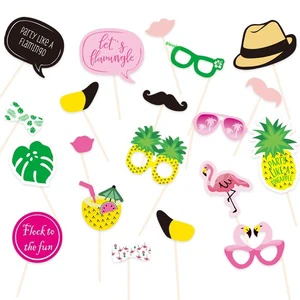 New 20-piece Set Hawaiian Pineapple Photo Props 'PARTY PINEAPPLE' Print for Summer Beach Party Tropical Theme Shooting Supplies