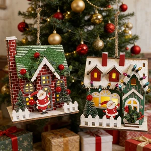 LANTINGXU Factory Supply Custom Christmas Ornaments Hanging on the Tree Personalized House Shaped Christmas Hanging Pendant