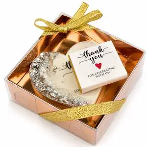 Thank You for Celebrating With Us Gift Box Custom Resin Magnet & Chocolate Wedding Favors Gold Guest Gift Box Bulk Wholesale
