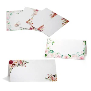 50 Pcs/Pack Flowers Plants Printed Number Card Seating Place Name Cards for Wedding Dinner Party Table Decor