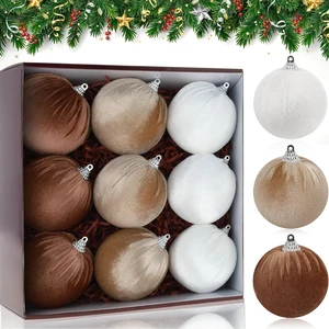 Wholesale Champagne Green Color Velvet Cloth Ball 6.5 cm Happy New Year Christmas Ball Tree Ornaments