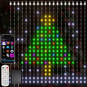 Smart LED Curtain Light 2*2M APP Remote Control Programmable Rainbow For Wedding Party Christmas Outdoor Holiday Wall Decoration