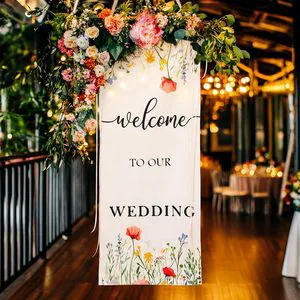 Welcome to Our Wedding Floral Wedding Welcome Banner Ceremony Banner