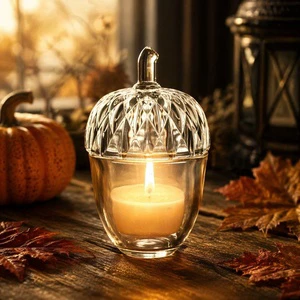 Acorn-Shape Transparent Glass 3 Oz Scented Candle Jar With Lid Halloween Home Decoration Easter Wholesale Candle Holder