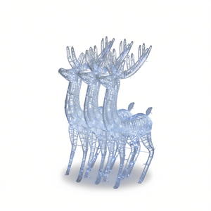 Set Of 3 Cold White Acrylic Reindeer Christmas Lights Light Up Outdoor Decorations