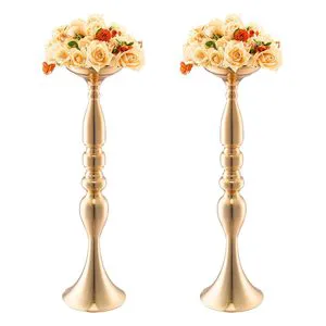 24PCS 50cm/19.7' High Quality Gold Metal Classic Floral Stand for Table Wedding Centerpieces & Decorations