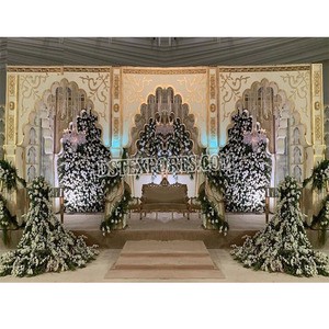 Rajasthani Theme Wedding Venue Grand Stage Moroccan Wedding Event Designer Stage Panel New Arch Design Panels for Stage