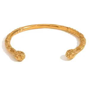 Vintage Creative Stainless Steel Open Cuff Bracelet Black Myth Wukong Golden Cudgel 18K Gold Plated Hanhao Third Party Certified