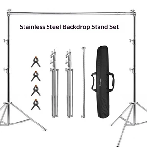 Stainless Steel Backdrop Stand Photo Video Adjustable Background Support System Stand Kit for Parties Wedding Photography Studio