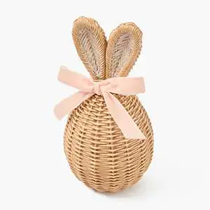 Trending design rattan easter egg with bunny ears adorable ornaments for table dining decor