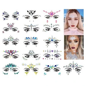 1pc Mermaid Face Jewels Gem Rhinestones Rave Eyes Body Temporary Sticker Crystal Face Stickers Decorations For Festival Party